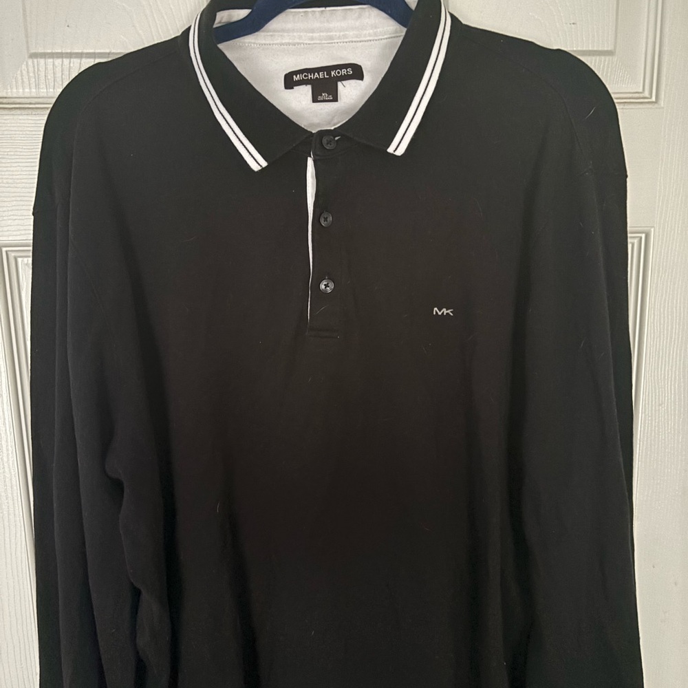 Michael Kors Men's Polo Shirt in Black with White Accents